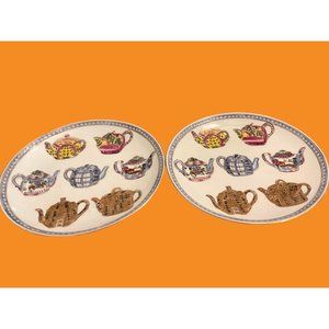 Vintage Teapot Plates Oriental Accent 10” (set of 2)